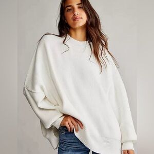 Free People Easy Street Tunic Oversize Knit Sweater Ice White Size S